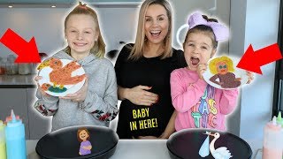 PANCAKE ART CHALLENGE pregnancy edition  Family Fizz [upl. by Attemaj320]