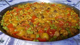 Paella mista di carne e verdure  Ricetta facile e gustosa [upl. by Sollars]