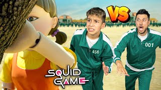 SQUID GAME Red Light Green Light Challenge SON vs DAD [upl. by Ebehp]