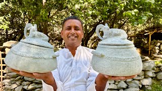 Process of Making Traditional Stone Cooker by Cutting Huge Stone  Mubashir Saddique  Village Food [upl. by Hildegarde252]