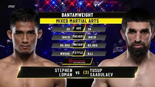 Stephen Loman vs Yusup Saadulaev  ONE Championship Full Fight [upl. by Ranger]