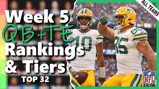 Week 5 Quarterback amp Tight End Rankings Top 32  Fantasy Football [upl. by Reinke812]