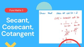 Secant Cosecant Cotangent Edexcel IAL P3 31 [upl. by Lisab604]