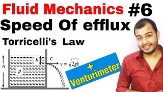 Fluid 06  Applicaion of Bernoullis Principle Venturimeter amp Speed of efflux Torricellis Theorem [upl. by Aneehsirk]