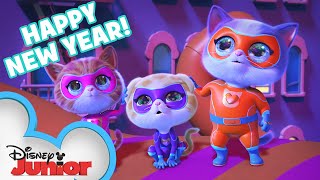 SuperKitties New Years Eve Celebration 🎉  2024 Yarn Ball Drop 🧶  disneyjr​ [upl. by Idnem]