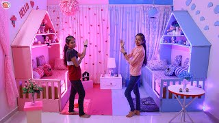 2 Sisters ❤️ BedRoom Makeover  On Her ChoicePink amp Blue 👉Most Beautiful Love Fun [upl. by Ianahs959]