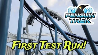 First Look SeaWorld Orlando Penguin Treks First Test Run Construction Update 42724 [upl. by Oca]