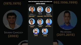 INDIA CAPTAINS IN ICC CRICKET ODI WORLD CUPcricket india indiancricket indiacricketteam [upl. by Norrahs]