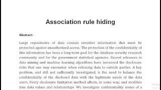 Association rule hiding [upl. by Suzetta]