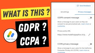 What is Privacy messages GDPR  CCPA message in adsense [upl. by Denoting]