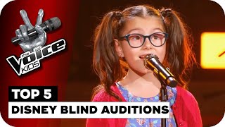 TOP 5 DISNEY BLIND AUDITIONS  The Voice Kids [upl. by Kristin265]