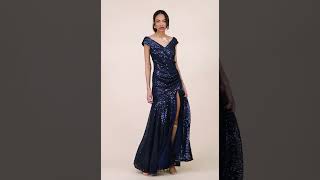 Shimmering Sequin Dress with OffShoulder Neckline and Dramatic Slit [upl. by Chong350]