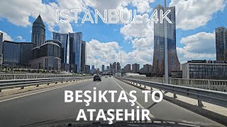 Istanbul 4K Driving from Beşiktaş to Ataşehir via Bosphorus Bridge Turkey 4K Sightseeing Video [upl. by Sayers947]