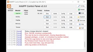 Error MySql Shutdown Unexpectedly  XAMPP server MySql not starting [upl. by Cilurzo947]