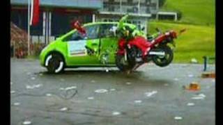 DEKRA Motorcycle Crash Test with Mercedes AClass [upl. by Hellene]