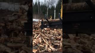 Firewood Processor  HWP120 Mounted on a Large Excavator [upl. by Ruenhcs]