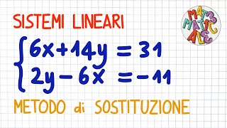 SISTEMI LINEARI  METODO di SOSTITUZIONE 2  SL25 [upl. by Katrina]