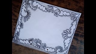 Black Border Design  White Sheet Decoration Using Black Sketch  Chart Paper Decoration Idea [upl. by Arbrab755]