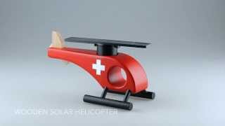 Wooden Solar Helicopter in Swiss Red  Straight Rotor [upl. by Tim]