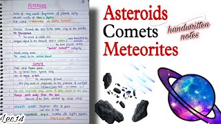 Asteroids Comets Meteorites  World Geography  Handwritten Notes  Lec14  An Aspirant [upl. by Iggem833]