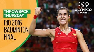 Carolina Marin ESP v PV Sindhu IND Womens Badminton Final Rio 2016  Throwback Thursday [upl. by Ohara]