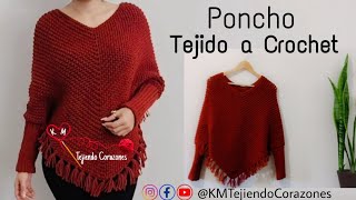 PONCHO A CROCHET PARA MUJER EN PUNTO ESPINA DE PESCADO  PASO A PASO ¡SÚPER FÁCIL [upl. by Azalea]