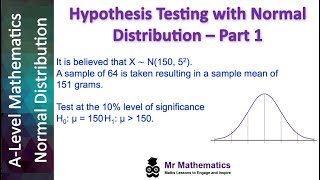 Hypothesis Testing with the Normal Distribution Part 1  Mr Mathematics [upl. by Tyre]