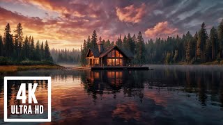 Sunset at the Forest House Ambience Relaxing  Ambiente relajante 4K UHD [upl. by Philcox]