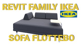 Revit family IKEA FLOTTEBO sleeper sofa 3D model [upl. by Weinstein242]