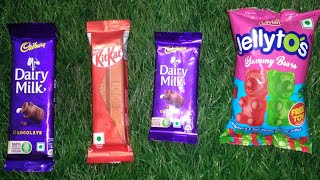 satisfying video Asmr chocolate cadbury dairy milk and kitkat big and dairy milk and jelly tos [upl. by Oigolue]