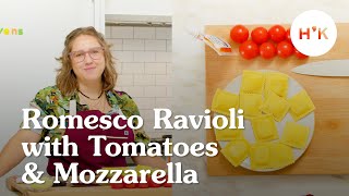 5Minute Romesco Ravioli with Tomatoes and Mozzarella [upl. by Nnylirak]