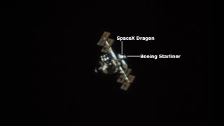 Telescope Footage of ISS with Boeing Starliner Still Docked [upl. by Asiruam]