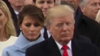 Melania Trumps smile turns into sad frown when Donald turns his back during Inauguration [upl. by Ok]