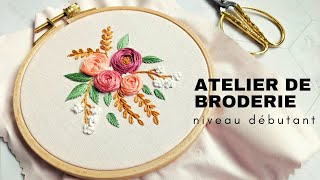 Kit de démarrage  tutoriel de broderie ✨ Brodez des fleurs en utilisant des points basiques [upl. by Alleinnad969]