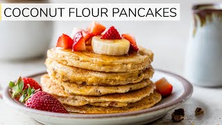 COCONUT FLOUR PANCAKES  fluffy lowcarb recipe [upl. by Ivey361]