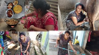 Sakal thke barir kaj kare nonod bari jomia motton khawa dawa karlam 😋🐓🍗kalyanivlogs5548Washing [upl. by Mariko506]