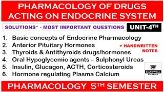 Solution  Pharmacology of drugs acting on endocrine system  Unit 4  Pharmacology 5 sem [upl. by Tadashi]