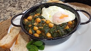 GARBANZOS CON ESPINACAS  UNA RECETA TRADICIONAL FACIL  RAPIDA Y DELICIOSA 👌🏼TE ENCANTARA [upl. by Sonstrom]