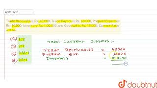 Trade Receivables Rs 40000 Trade Payables Rs 60000 Prepaid Expenses Rs 10000 Inventory [upl. by Nogras121]