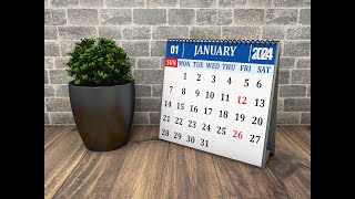 Free Download Printable Yearly Calendar 2024 CDR  123 calendar  2024 design coreldraw [upl. by Derraj]