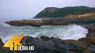 Ocean Waves Crashing on Rocks  Slow Motion Waves 4K UHD Video  Captain Cook Trail Oregon Coast [upl. by Ynove]