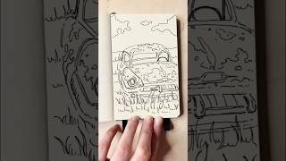 Rusty car  Inktober challenge ink drawing inkart sketch timelapse lineart howtodraw car [upl. by Atiuqes]