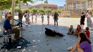 Busking in Pamplona  2 new songs with lyrics [upl. by Labotsirc]