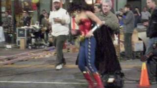 Wonder Woman Filming in Hollywood  Full Costume [upl. by Ynney]