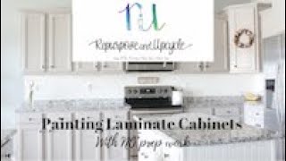 How to paint laminate Kitchen Cabinets with NO sanding with easy tips on painting melamine cabinets [upl. by Dolorita797]