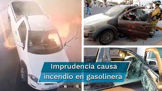 Por usar su celular provoca incendio de camioneta en gasolinera de Guanajuato [upl. by Silin]