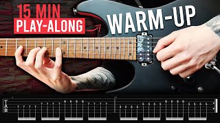 BEST 15Min PlayAlong Guitar WARMUP Picking Exercises Finger Training String Skipping Rhythm [upl. by Ettevy]