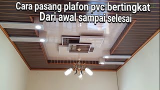 cara pasang plafon pvc bertingkat drop celiling [upl. by Akinna]