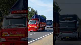 KONVOI TRUK OLENG MUATAN BERAT VS BUS SUMBER ALAM NGEBUT shorts trending subscribe [upl. by Annalise]