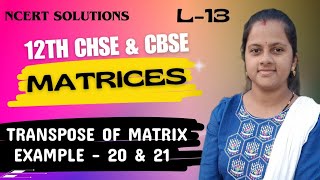 TRANSPOSE OF MATRIX  NCERT book solution  class 12 in MATRIX odia [upl. by Paddy434]